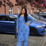 Premium Modal 3D Chikankari Kurti Set – Dusty Sky Blue