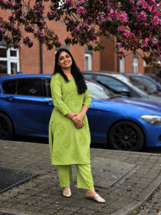 Lime Glow Premium Modal Chikankari Set | UK Ethnic Wear