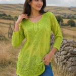 Premium Viscose 3D Chikankari Short Kurti – Available in Multiple Colours