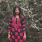 3D Chikankari Modal Set Black and Red