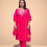 Rani Pink Silk Embroidered 3-Piece Set