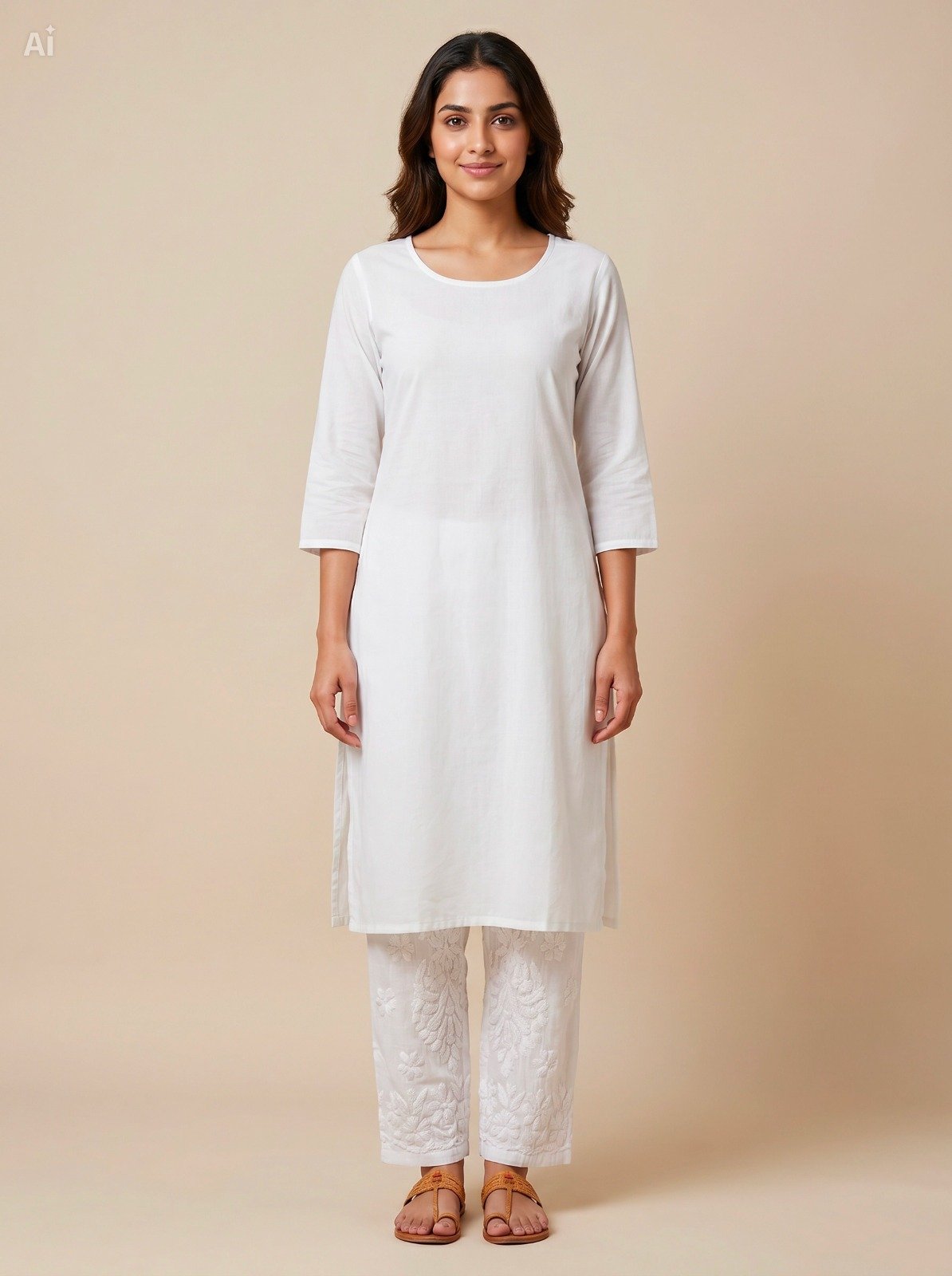 White Chikankari Straight Pants | 3.50 OFF BUYING WITH ANY CHIKANKARI KURTI - Image 2