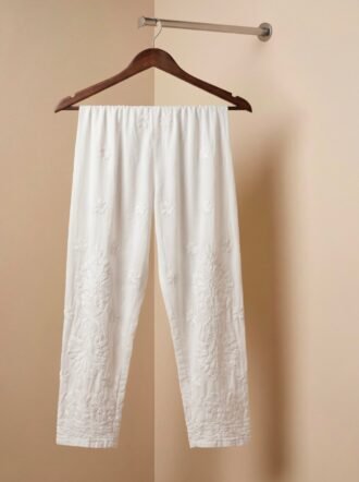 White Chikankari Straight Pants | 3.50 OFF BUYING WITH ANY CHIKANKARI KURTI