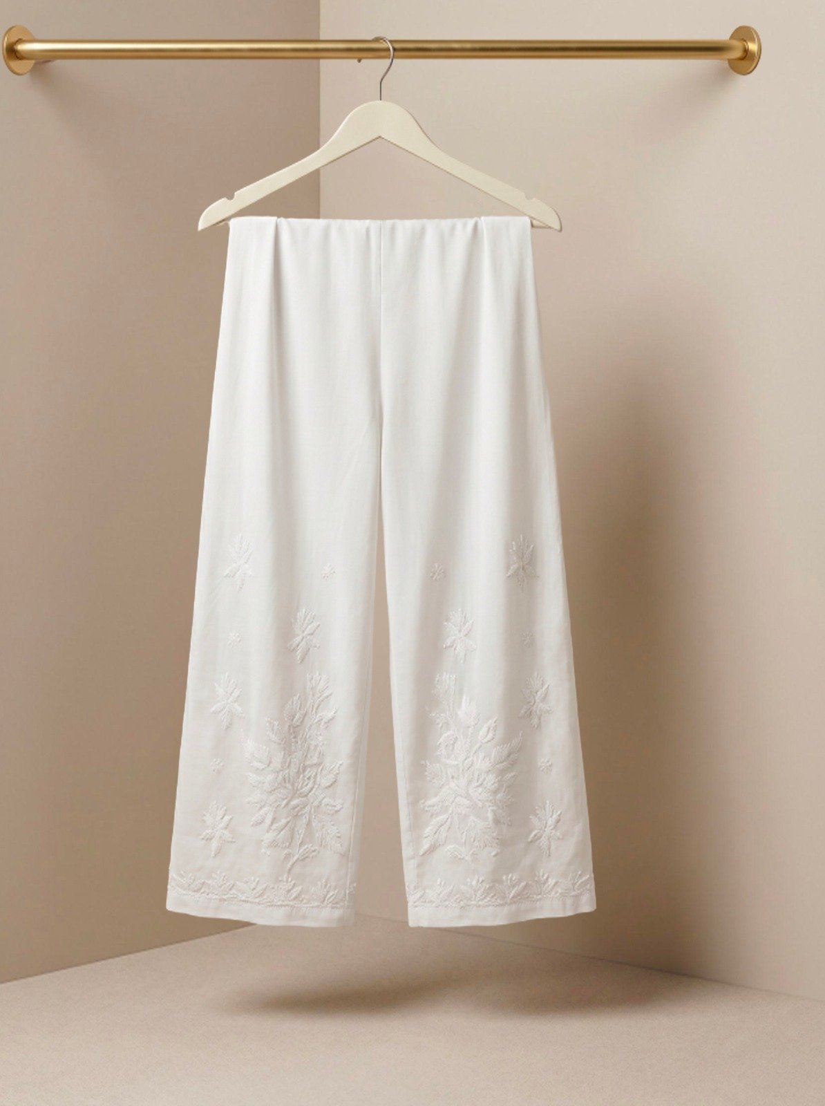 White Chikankari Palazzo | 3.50 OFF BUYING WITH ANY CHIKANKARI KURTI