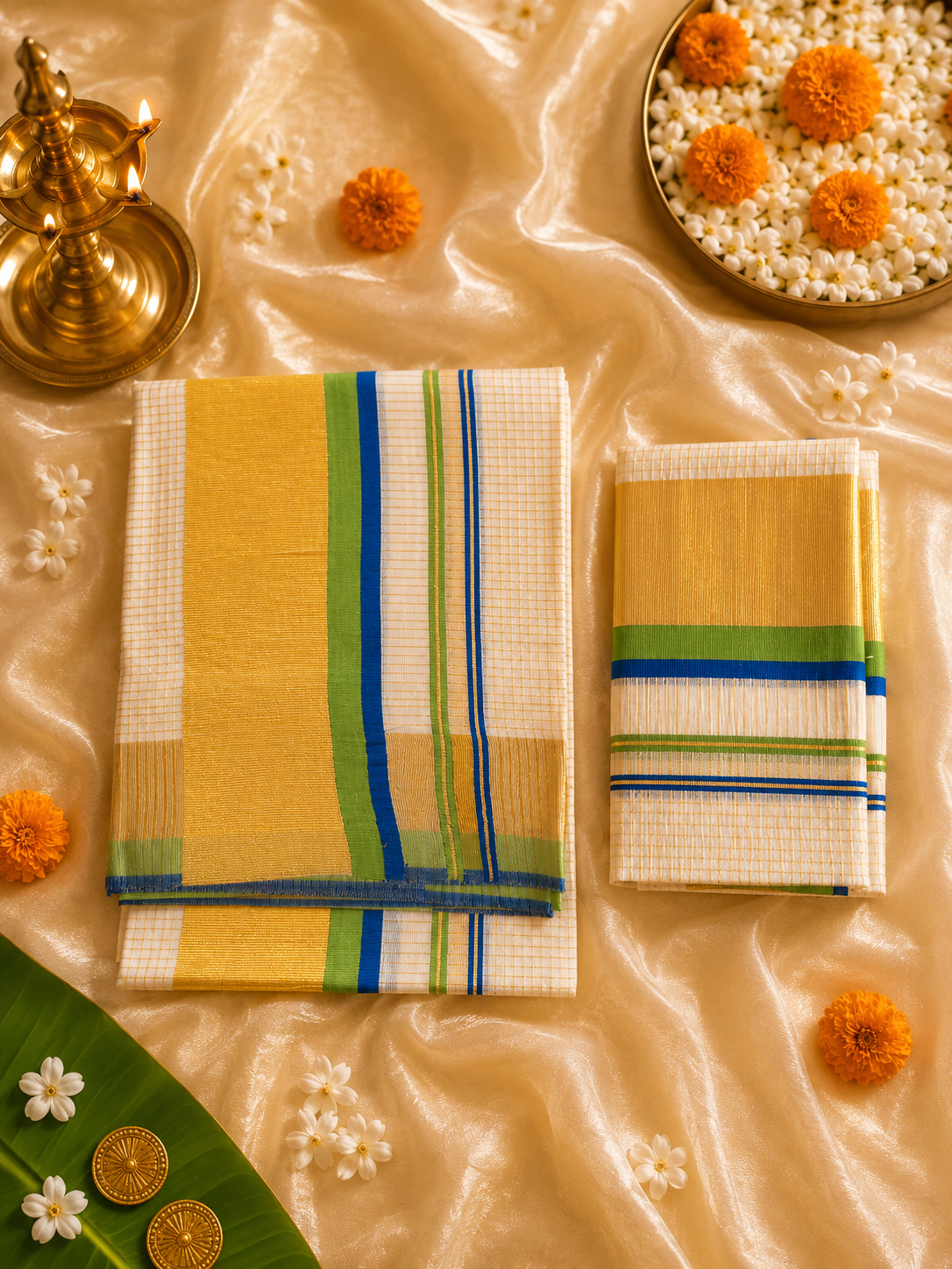 ഹരിത | Traditional Kuthampully Set Mund - Image 5