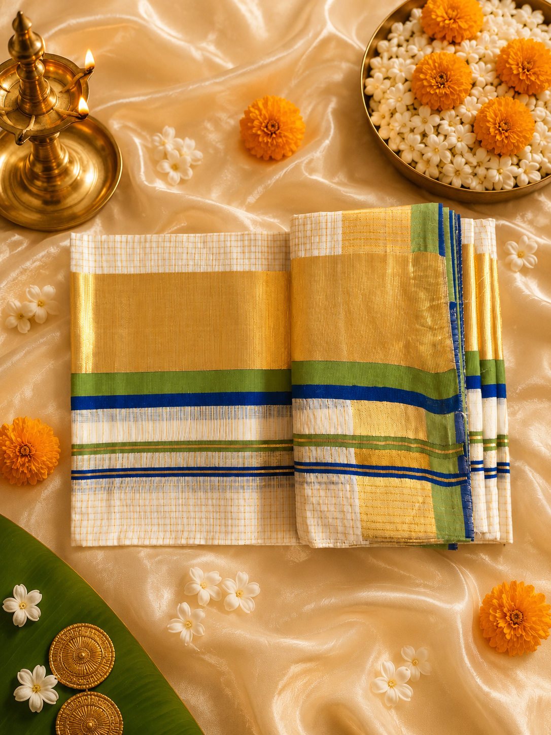 ഹരിത | Traditional Kuthampully Set Mund - Image 6