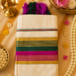 പഞ്ചമി | Premium Kerala Kasavu Set Mundu for Women with Green & Magenta Border | Traditional Onam Set Saree