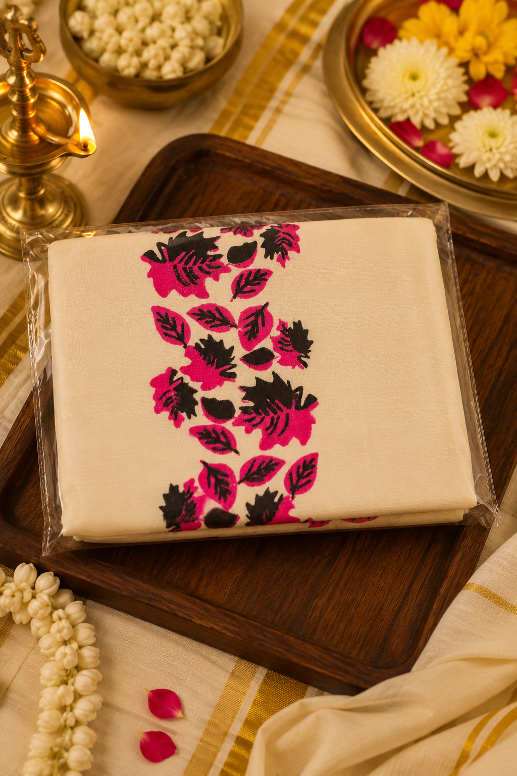 ഇല | Kuthampully Cotton Set Mund – Traditional Kerala Onam Set Mund | 4 Colors Available - Image 6