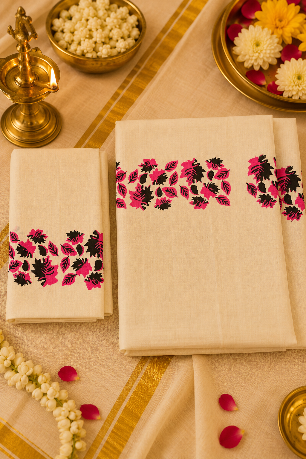 ഇല | Kuthampully Cotton Set Mund – Traditional Kerala Onam Set Mund | 4 Colors Available - Image 5