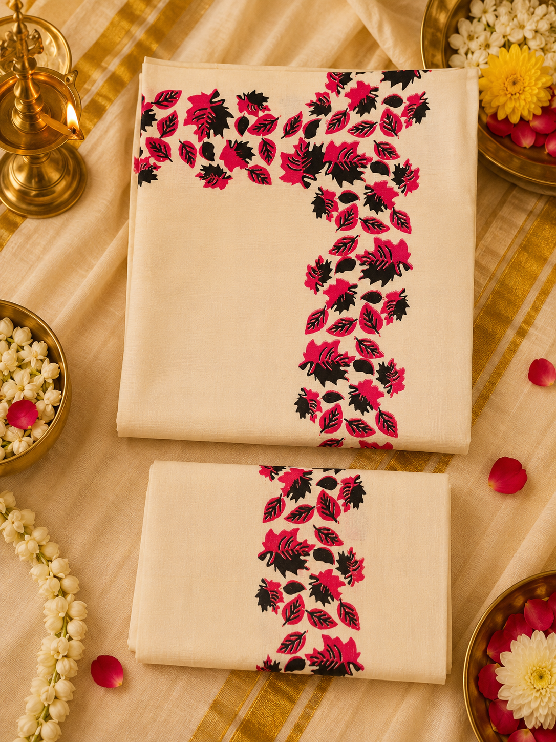 ഇല | Kuthampully Cotton Set Mund – Traditional Kerala Onam Set Mund | 4 Colors Available - Image 4