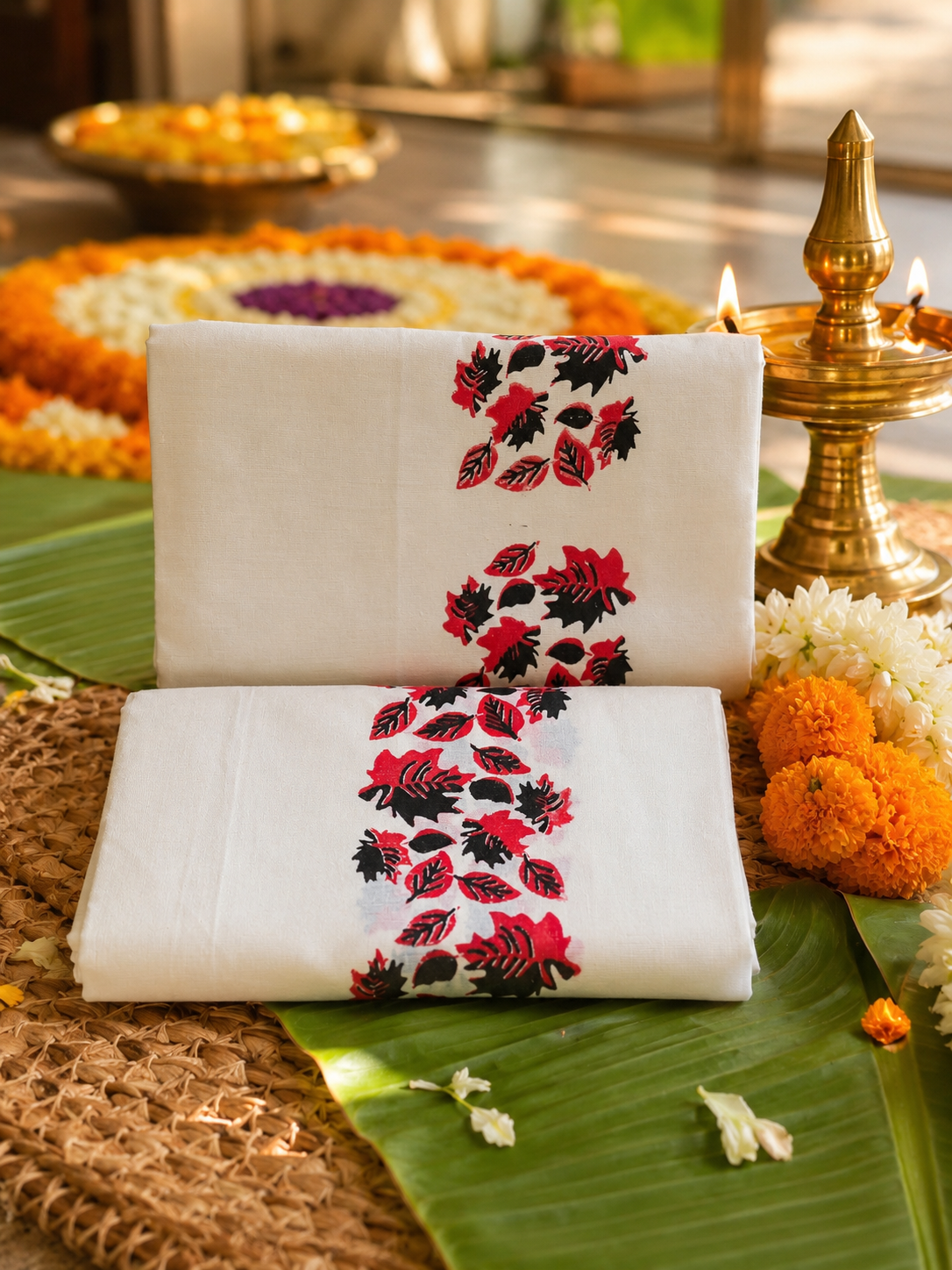 ഇല | Kuthampully Cotton Set Mund – Traditional Kerala Onam Set Mund | 4 Colors Available - Image 3
