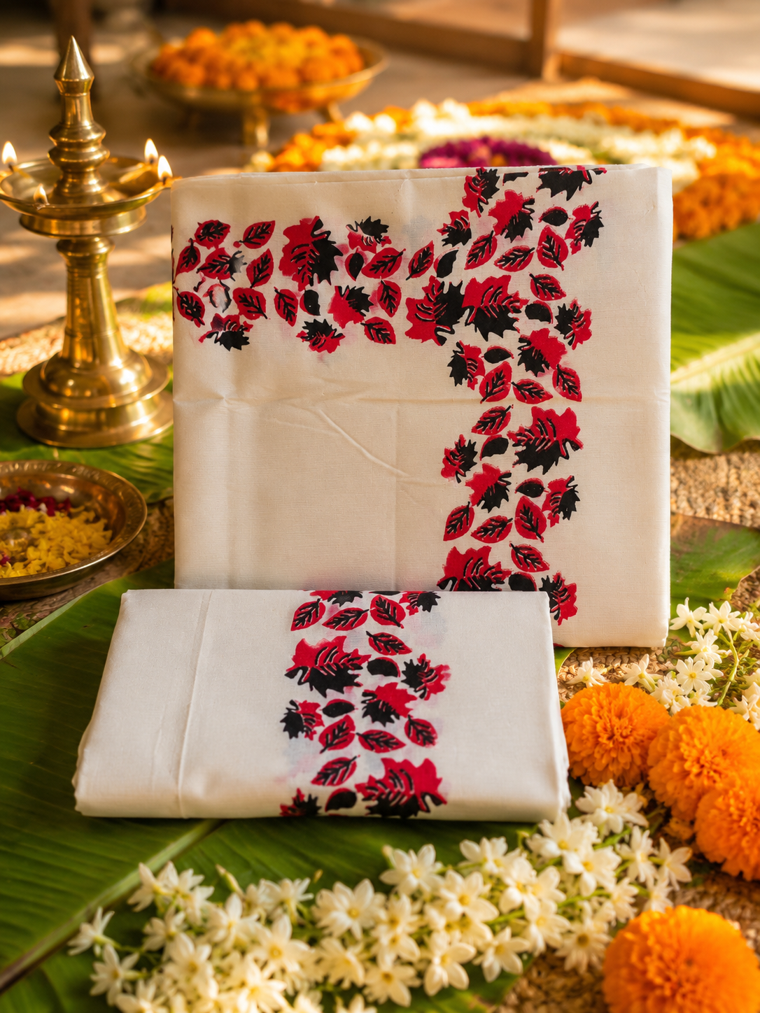ഇല | Kuthampully Cotton Set Mund – Traditional Kerala Onam Set Mund | 4 Colors Available - Image 2