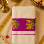 പദ്മം | Pink Lotus Kuthampully Set Mund for Women | Traditional Kerala Kasavu Set Mund | Onam Collection by Ethni