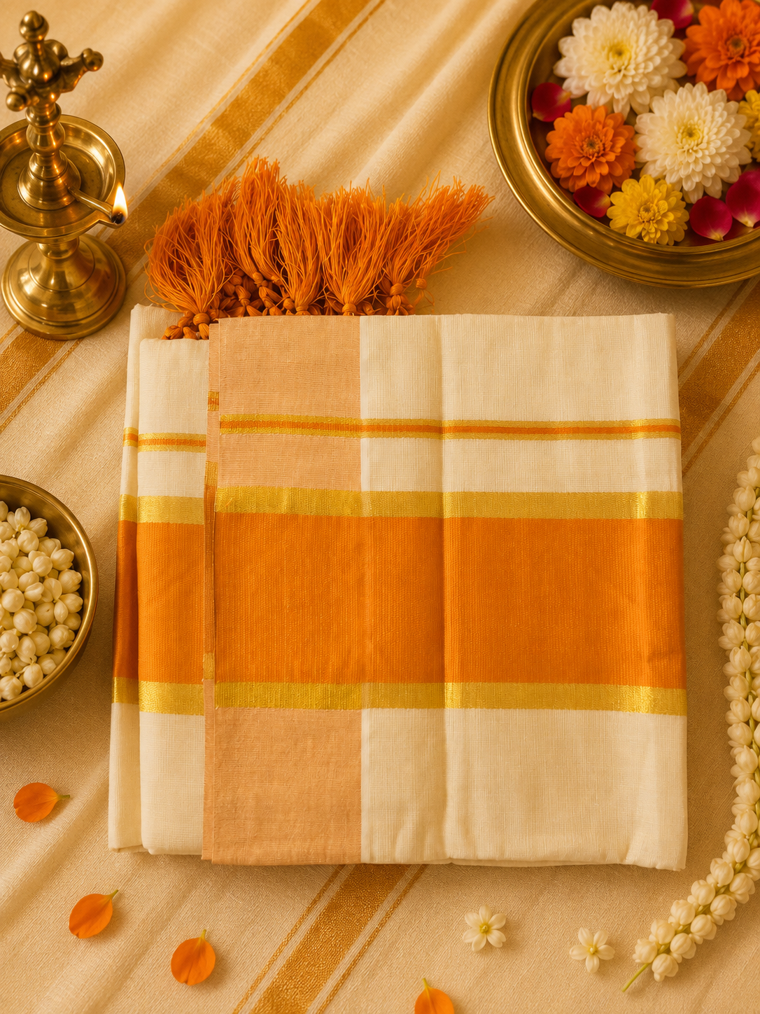 Traditional Women’s Setumund with Rich Contrast Border | Onam Collection | 4 Colors Available - Image 6
