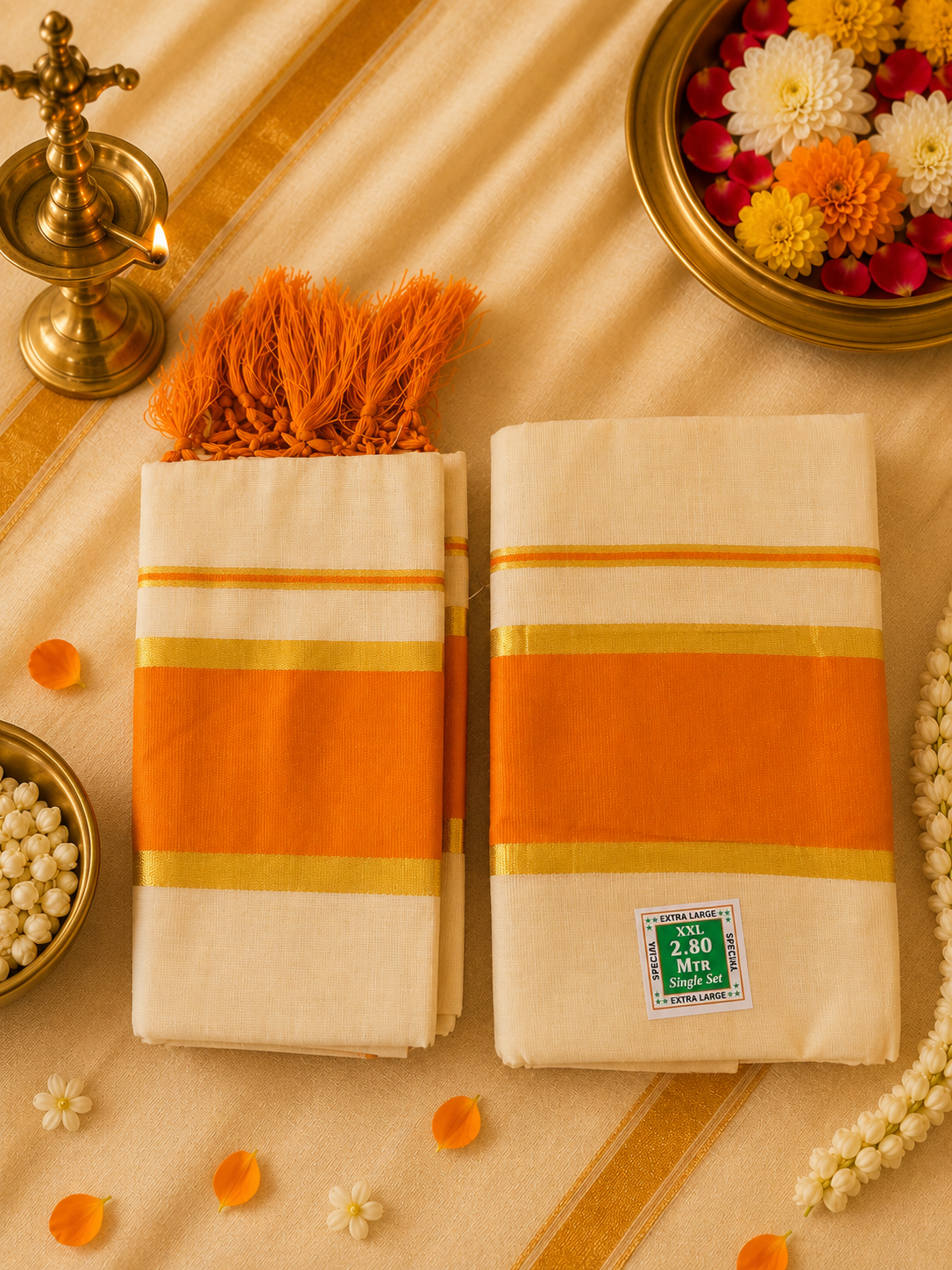 Traditional Women’s Setumund with Rich Contrast Border | Onam Collection | 4 Colors Available - Image 7