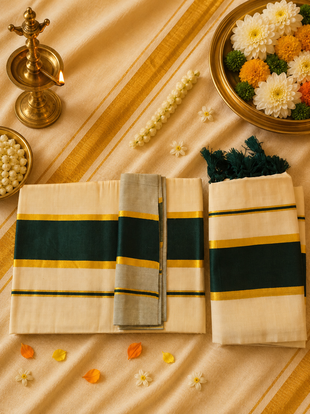 Traditional Women’s Setumund with Rich Contrast Border | Onam Collection | 4 Colors Available - Image 9
