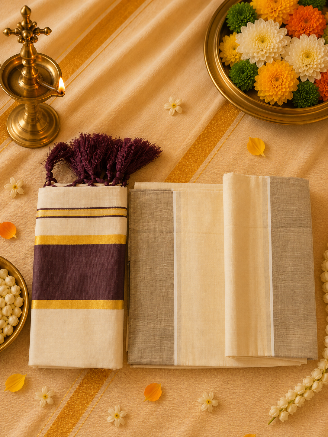 Traditional Women’s Setumund with Rich Contrast Border | Onam Collection | 4 Colors Available - Image 10
