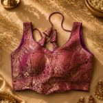 Premium Banarasi Jacquard Back Open Blouse in Magenta Purple | Ready-Made Designer Saree Blouse