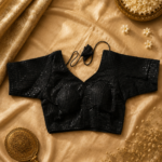 Midnight Glam Premium Black Sequence Work Padded Blouse | Ready Made Back Open Designer Blouse