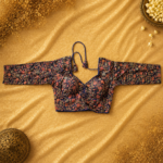 Premium Ajrakh Printed Full Sleeve Padded Back Open Blouse | Readymade Saree Blouse