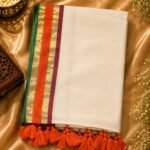 Premium 120 Count Mul Cotton Saree Green and Orange