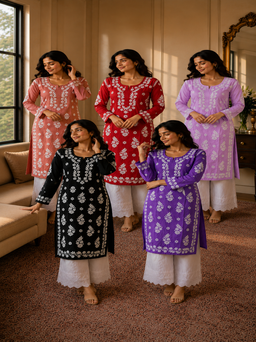 Handworked Rayon Chikankari Kurti for Women – Straight Fit Embroidered Ethnic Wear | Multiple Colours Available