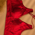 48 Hour |Red V-Neck Ready-Made Blouse | Designer Back Open Blouse with Sleeve