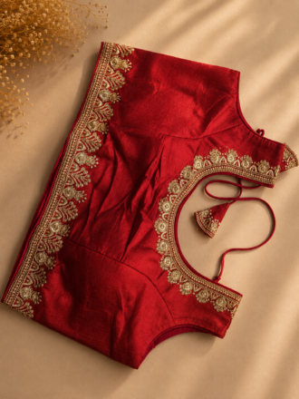 48 Hour | Designer Red Ready-Made Blouse | Designer Back Open Blouse with Sleeve