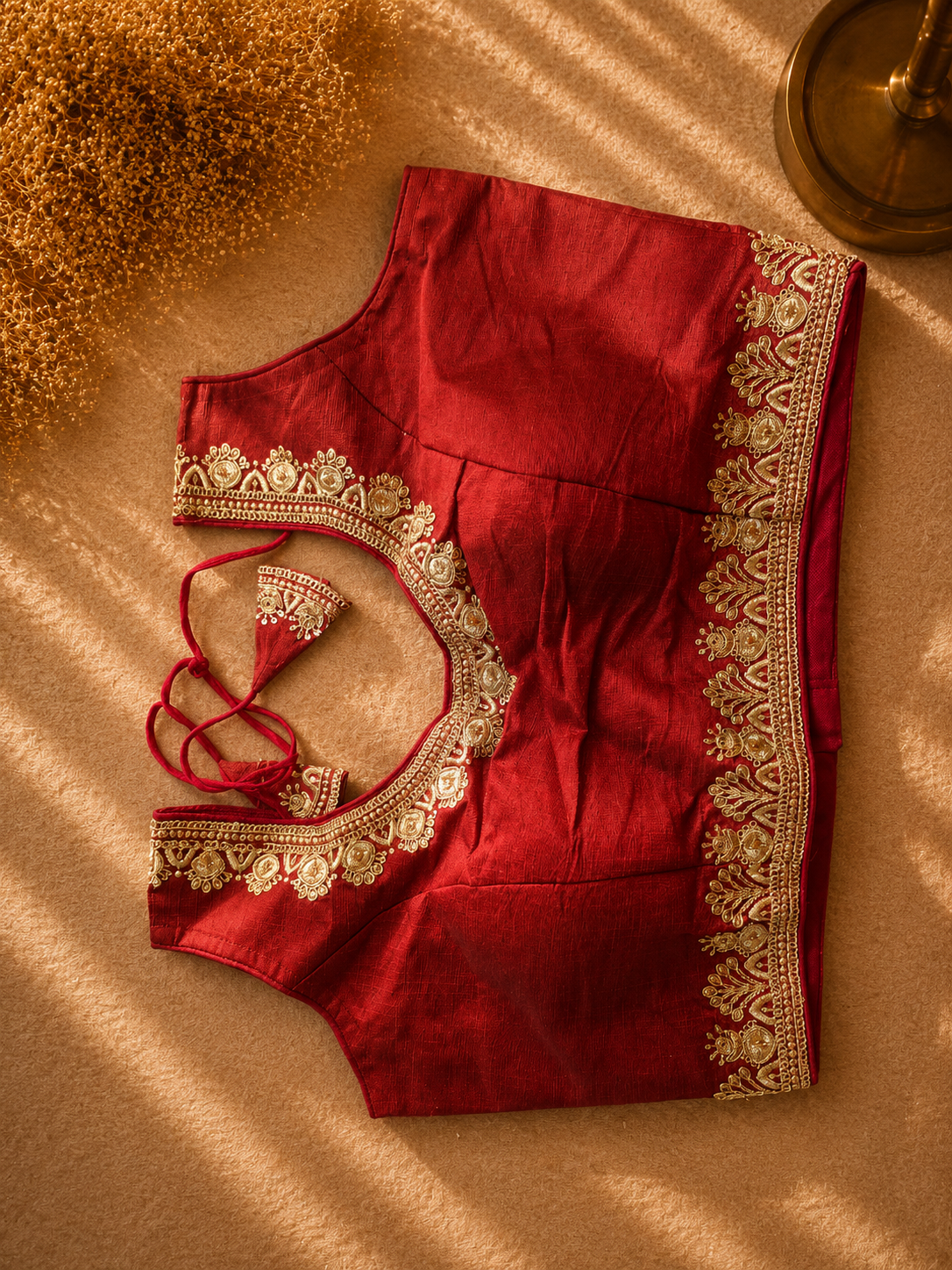 48 Hour | Designer Red-Pink Ready-Made Blouse | Designer Back Open Blouse with Sleeve - Image 3