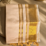 48 Hour | Premium Cream Ivory Mul Cotton Kasavu Saree with Golden Zari Border | Traditional Onam Saree UK