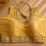 48 Hour | Designer Gold Ready-Made Blouse | Designer Back Open Blouse with Sleeve