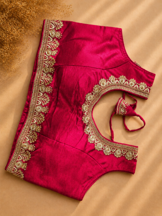 48 Hour | Designer Red-Pink Ready-Made Blouse | Designer Back Open Blouse with Sleeve