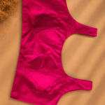 48 Hour | Rani Pink Plain Silk Ready-Made Blouse | Designer Back Open Blouse with Sleeve