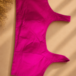 48 Hour | Pink Plain Silk Ready-Made Blouse | Designer Back Open Blouse with Sleeve