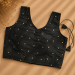 48 Hour | Premium Black Silk Ready-Made Blouse | Designer Back Open Blouse with Sleeve