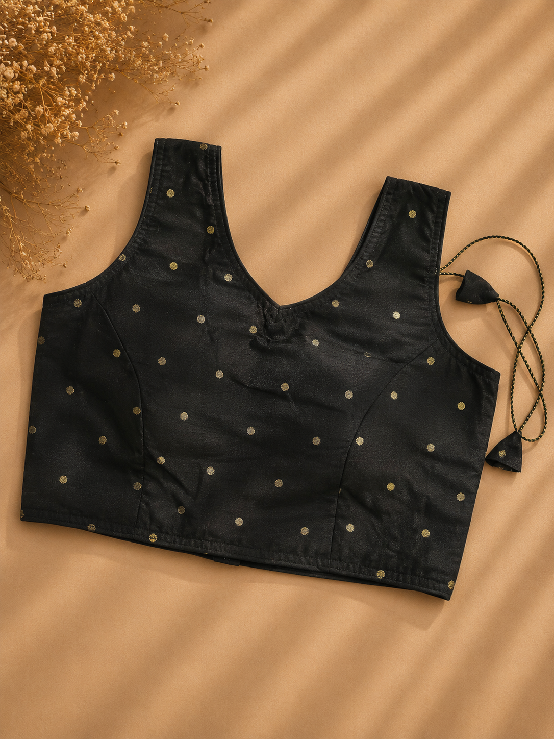 48 Hour | Premium Black Silk Ready-Made Blouse | Designer Back Open Blouse with Sleeve