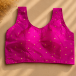 48 Hour | Premium Pink Silk Ready-Made Blouse | Designer Back Open Blouse with Sleeve