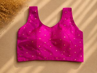 48 Hour | Premium Pink Silk Ready-Made Blouse | Designer Back Open Blouse with Sleeve