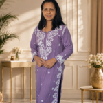 EOSS Rayon Chikankari Kurti Set - Soft Lavender Purple