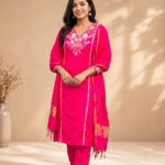 EOSS Rani Pink Silk Embroidered 3-Piece Set