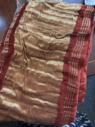 48 | Premium Copper Gold Glaze Modal Silk Saree with Rust Zari Border